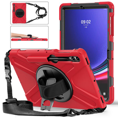 Pirate King Galaxy Tab S9+ Case 360 Rotating Stand with Hand Holder Shoulder Strap