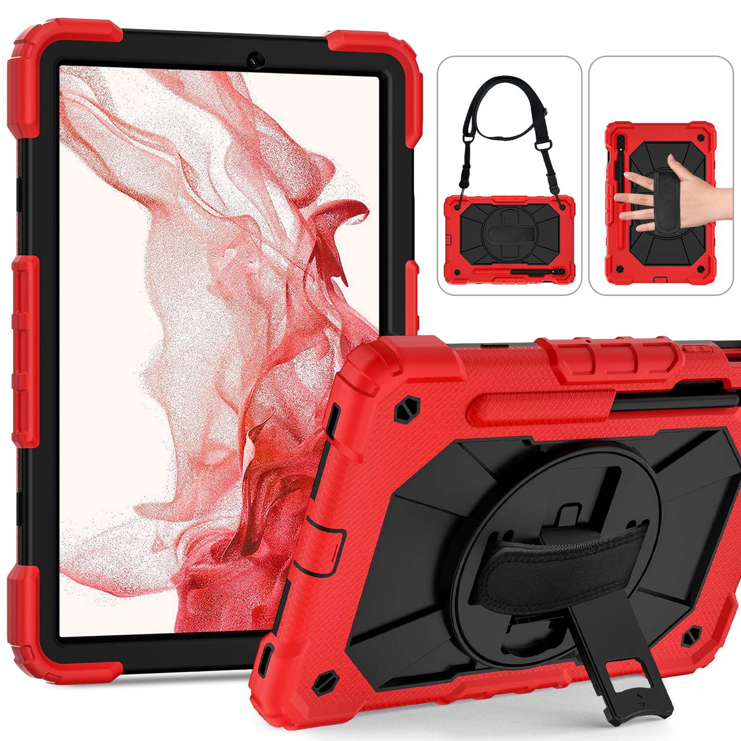 Rugged Rotating Galaxy Tab S9 FE Shockproof Case Shoulder Strap Hand Holder