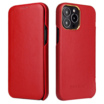 Flip Shape iPhone 13 Pro Max Genuine Leather Case Individuality Business