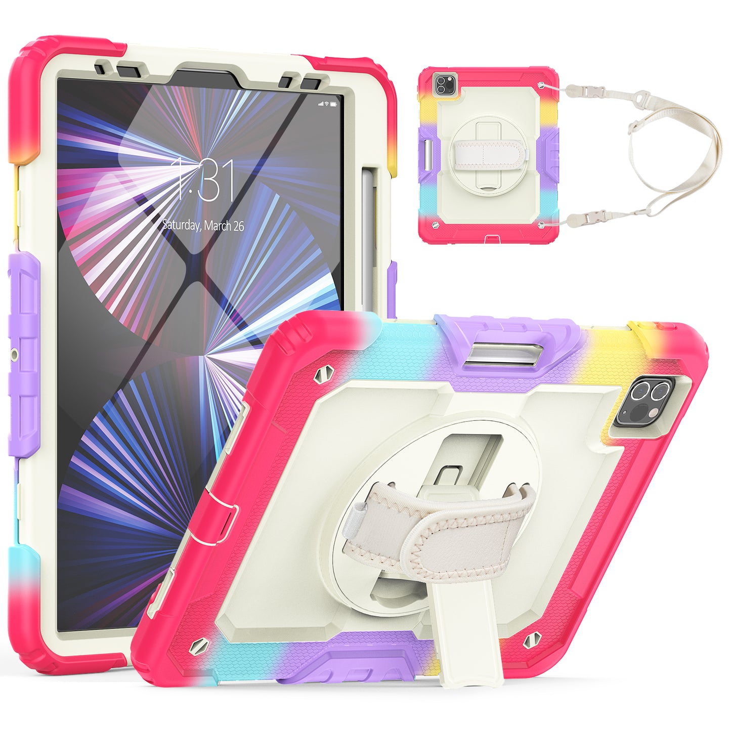 Tough Strap iPad Air 4 Shockproof Case Multi-functional Built-in Screen Protector