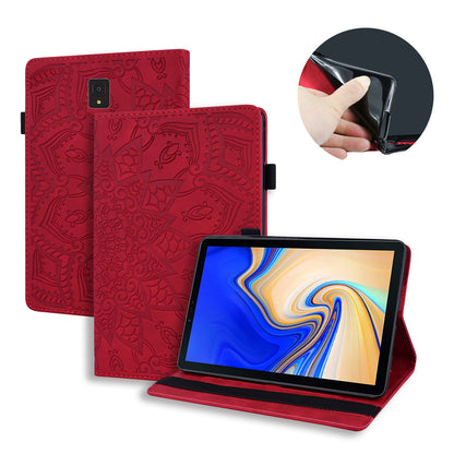 Double Hem Galaxy Tab S4 Leather Case Embossing Sunflower Wallet Foldable Stand