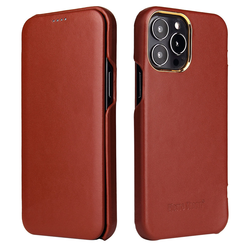 Flip Shape iPhone 13 Pro Genuine Leather Case Individuality Business