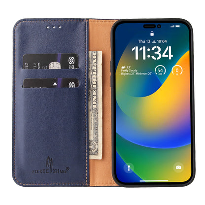 PU Leather iPhone 14 Pro Flip Case Wallet Stand Texture Deluxe