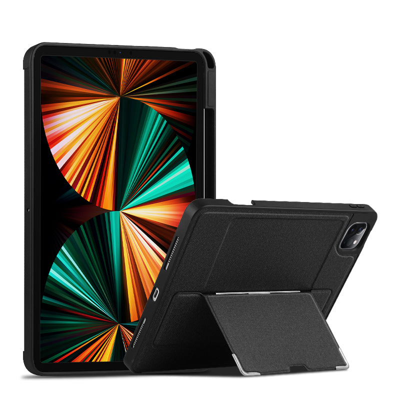 Hinge Kickstand iPad Pro 12.9 (2018) Case with Leather Skin TPU Combo Shockproof