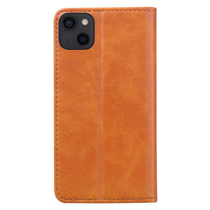 Business Stitching iPhone 13 Leather Case Homochromatic Retro Wallet Stand