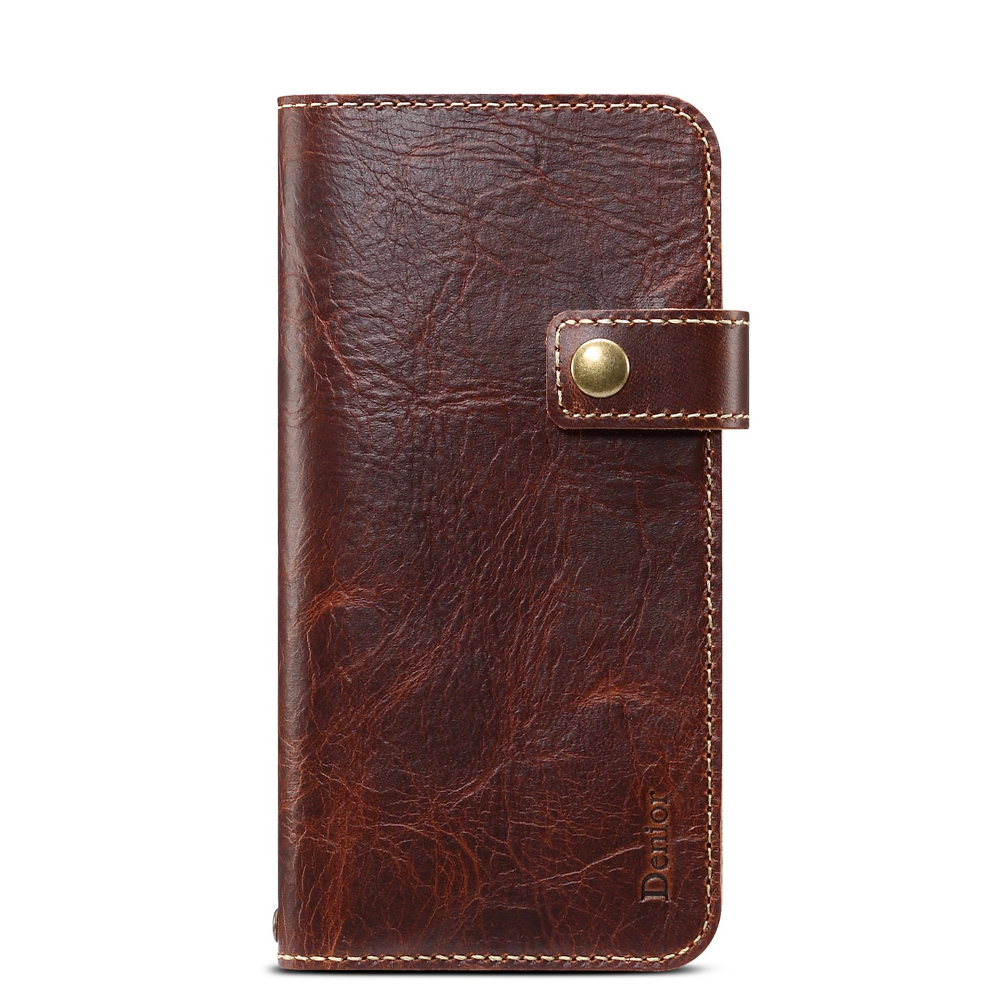 Waxed Cowhide Leather iPhone 13 Magnetic Buckle Case Wallet Stand