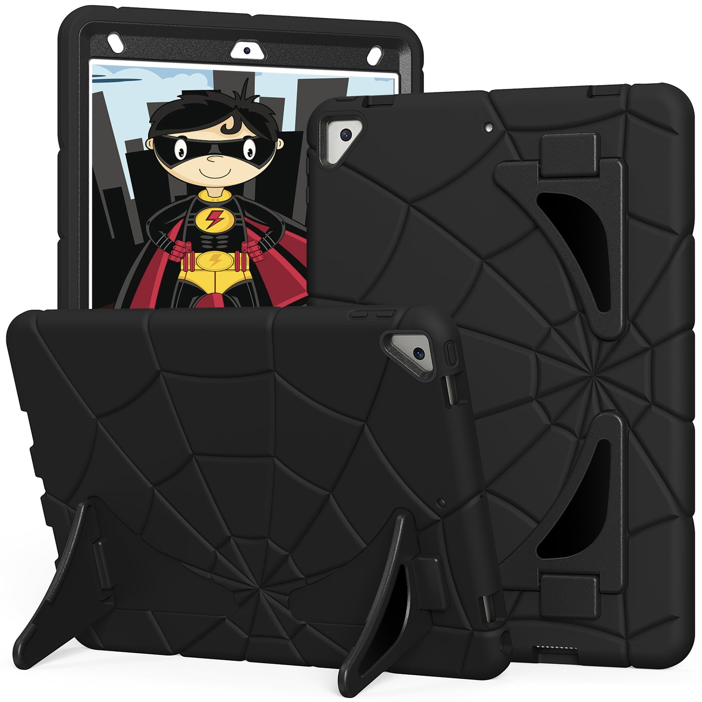 Spider Eye iPad 8 Shockproof Case Silicone PC Case Kids Safe Built-in Kickstand