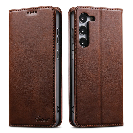 Simple Wallet Galaxy S23 Leather Case RFID Anti-lost Magtic Stand Business