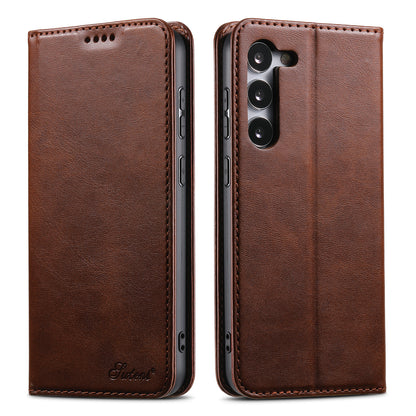 Simple Wallet Galaxy S23+ Leather Case RFID Anti-lost Magtic Stand Business