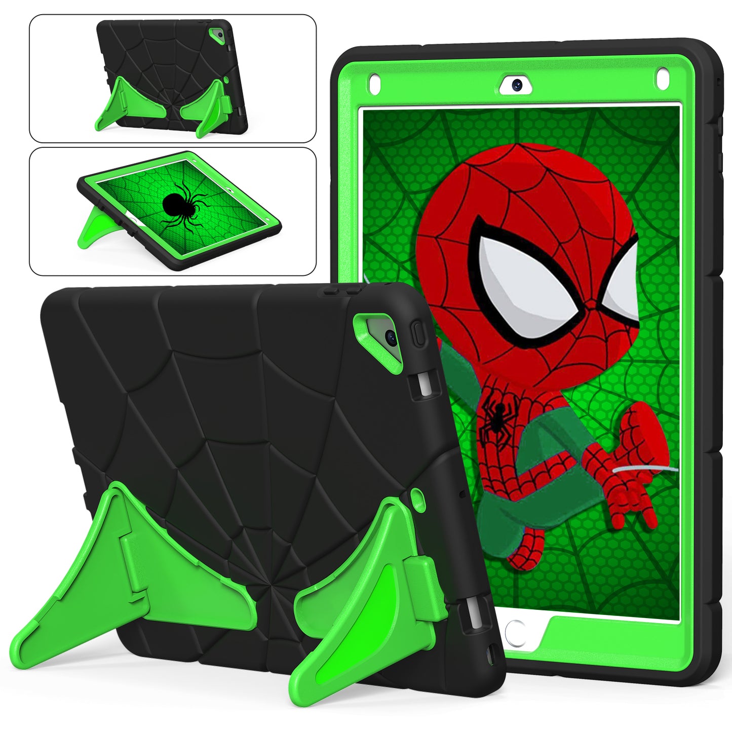 Spider Eye iPad Pro 9.7 Shockproof Case Silicone PC Case Kids Safe Built-in Kickstand