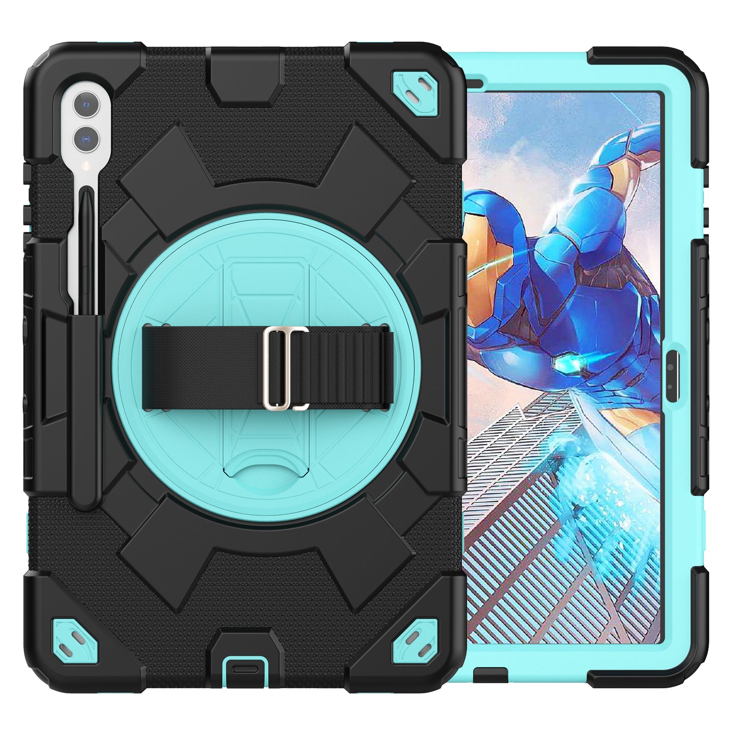 Spider Strap Galaxy Tab S9+ Shockproof Case 360 Rotatable Adjustable Hand Holder