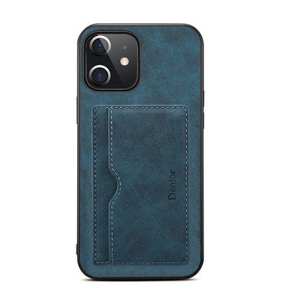 Horizontal Card Holder iPhone 12 Mini Back Cover Retro Leather Magnetic Stand