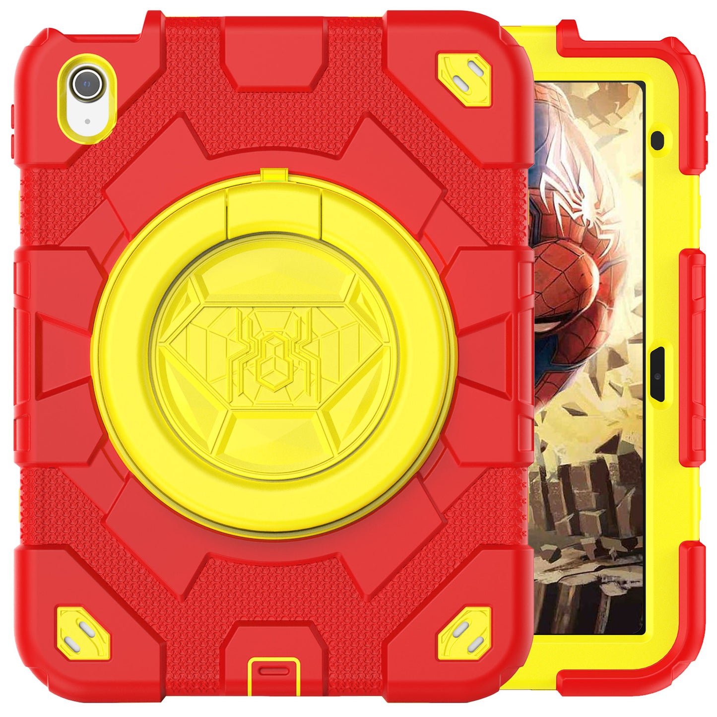 Spider-Man iPad 10 Shockproof Case Ultimate Protection Rotating Handle Stand