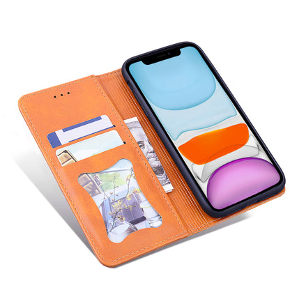 Business Stitching iPhone 14 Plus Leather Case Homochromatic Retro Wallet Stand