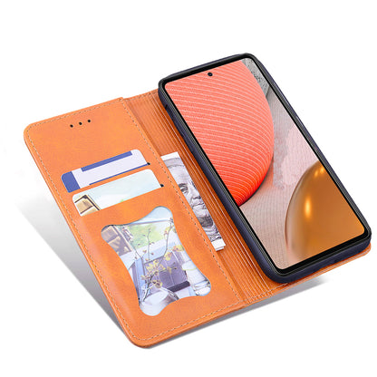 Business Stitching Galaxy A71 Leather Case Homochromatic Retro Wallet Stand