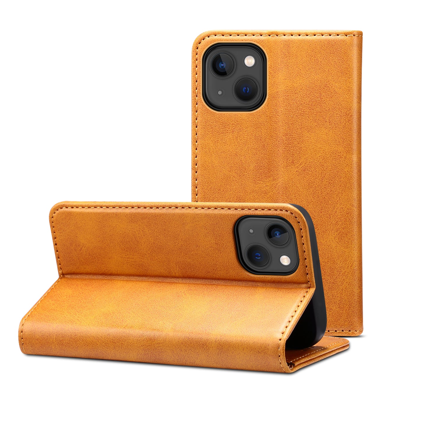 Simple Wallet iPhone 13 Leather Case RFID Anti-lost Magtic Stand Business