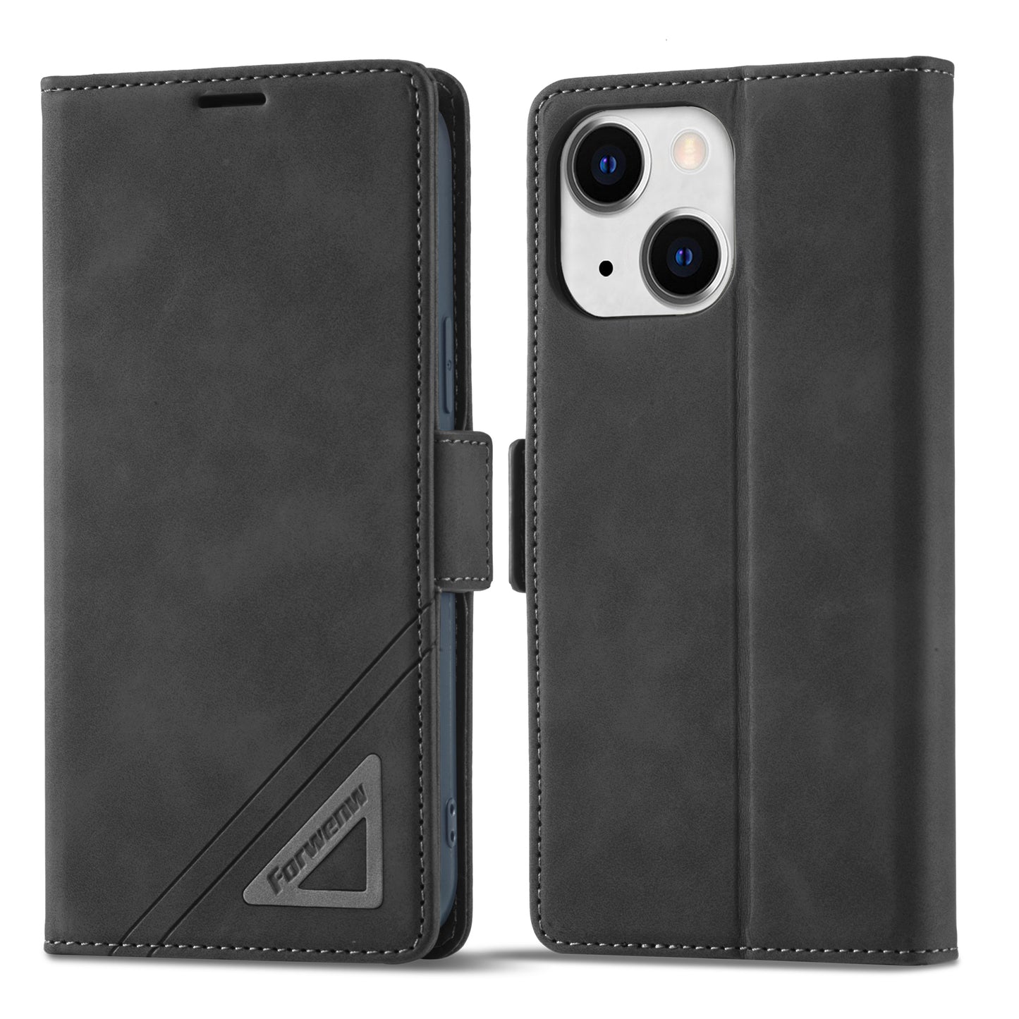 Tower Buckle iPhone 13 Mini Leather Case Frosted TPU Magnetic Wallet Stand