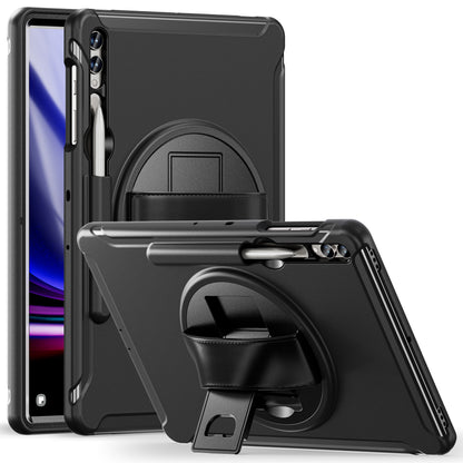 Spider Man Galaxy Tab S9 FE+ Case Genuine Leather Hand Strap Combo Rotating Stand