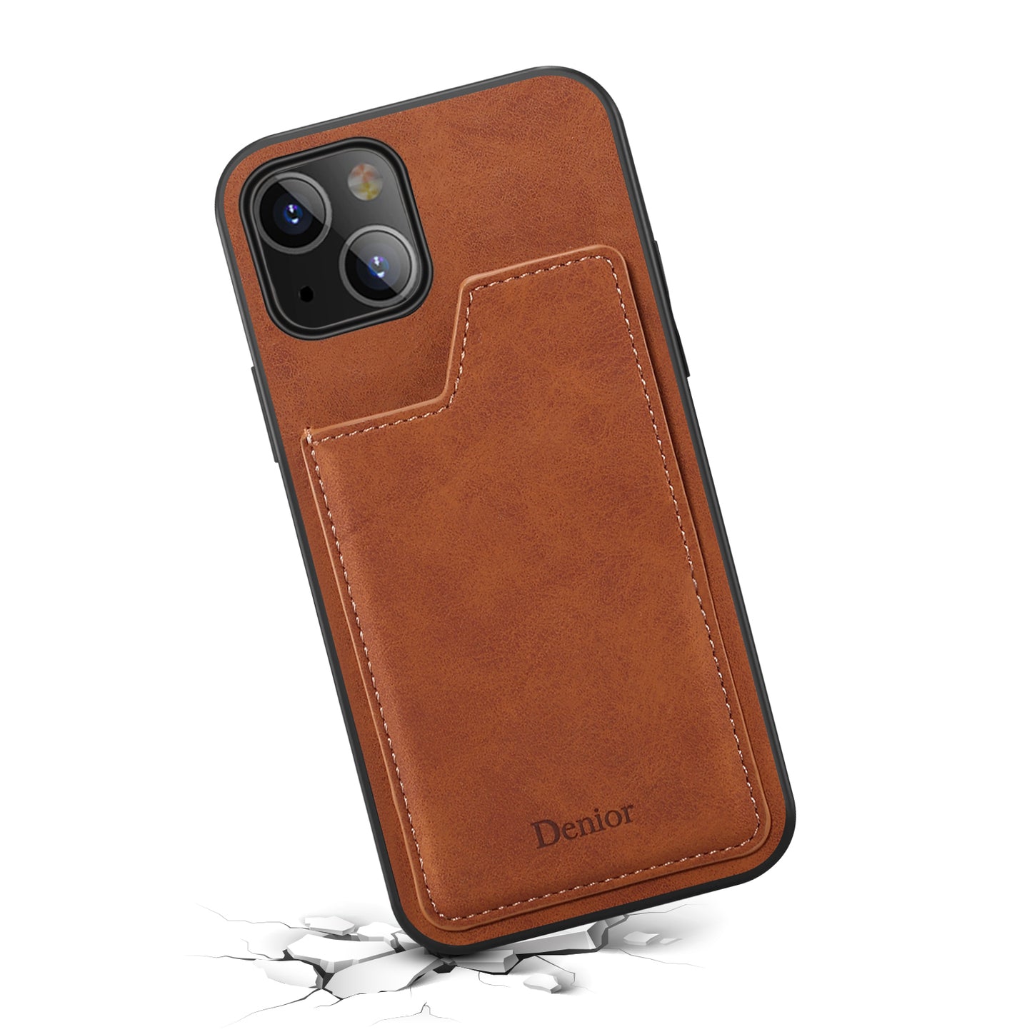 Card Pouch iPhone 13 Back Cover Retro Leather Soft TPU