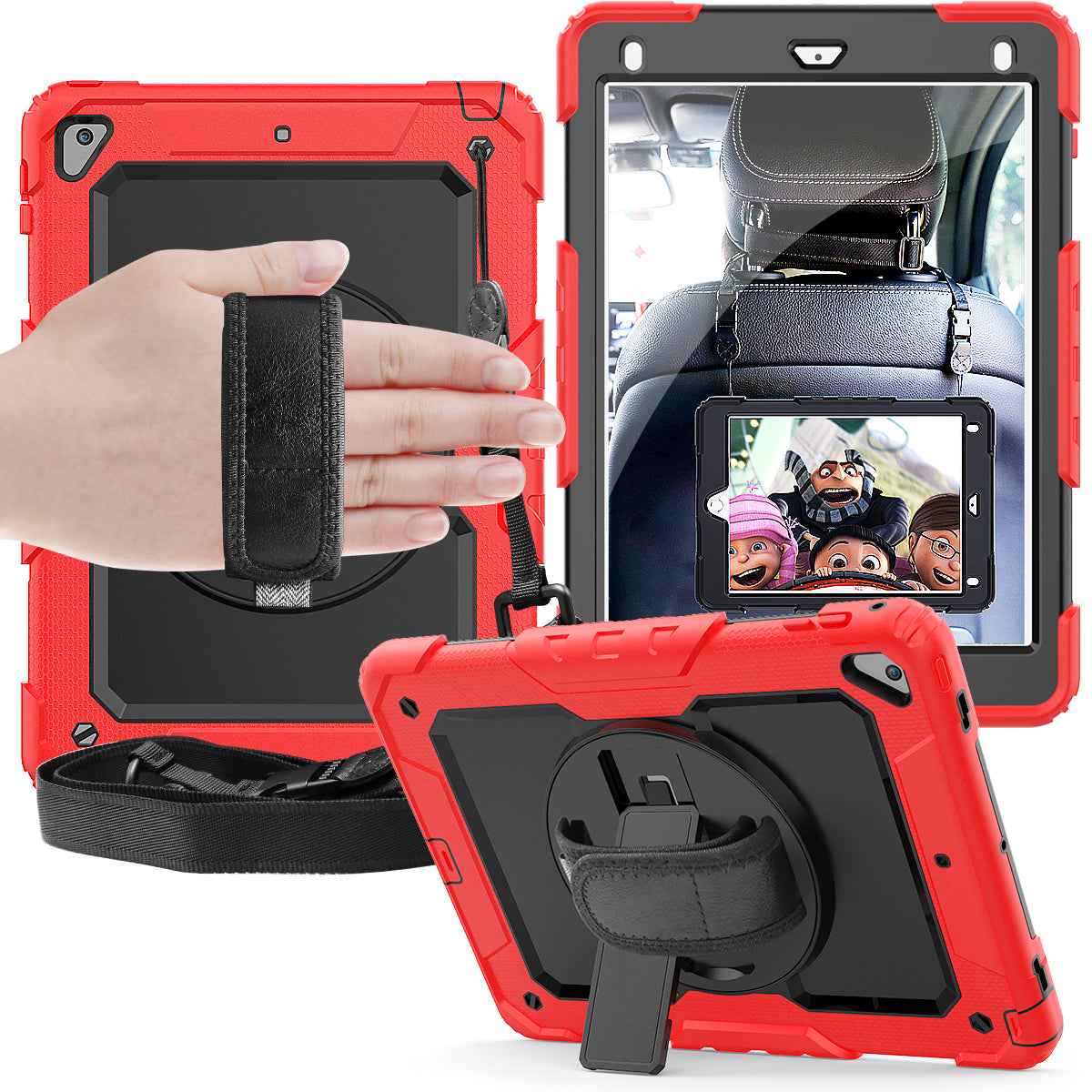 Tough Strap iPad Air 2 Shockproof Case Multi-functional Built-in Screen Protector