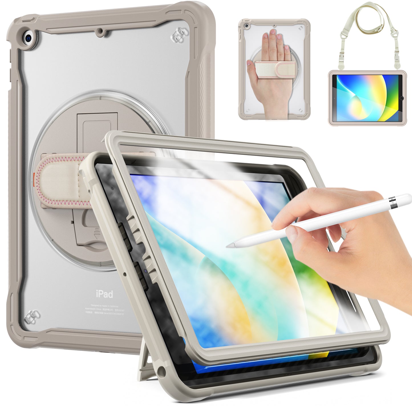 Popeye iPad 9 Case Matte Frosted 360 Rotating Hand Shoulder Strap Unique