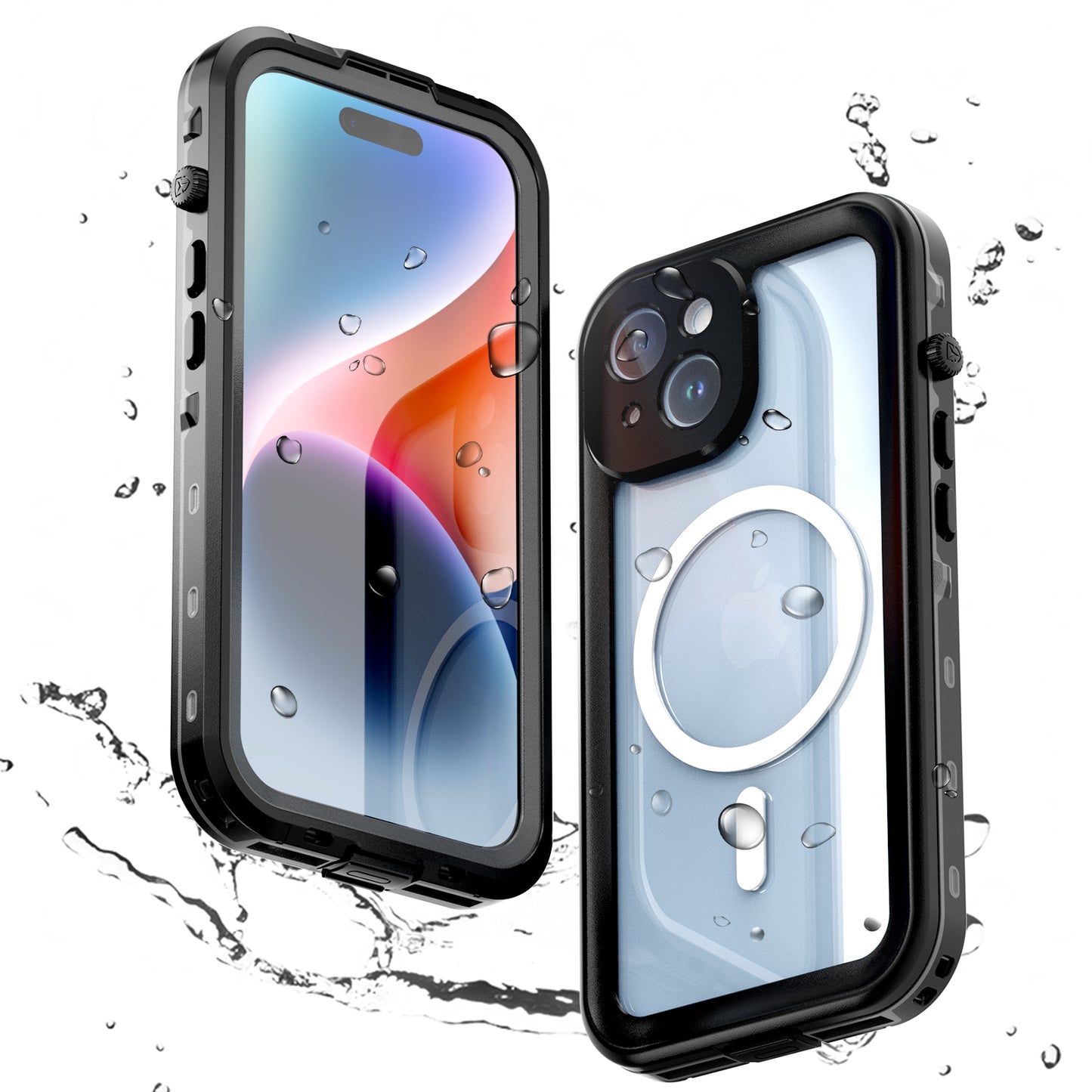 Clear Dot Swimming iPhone 15 Plus Waterproof Case Full Protection Built-in Screen Protector