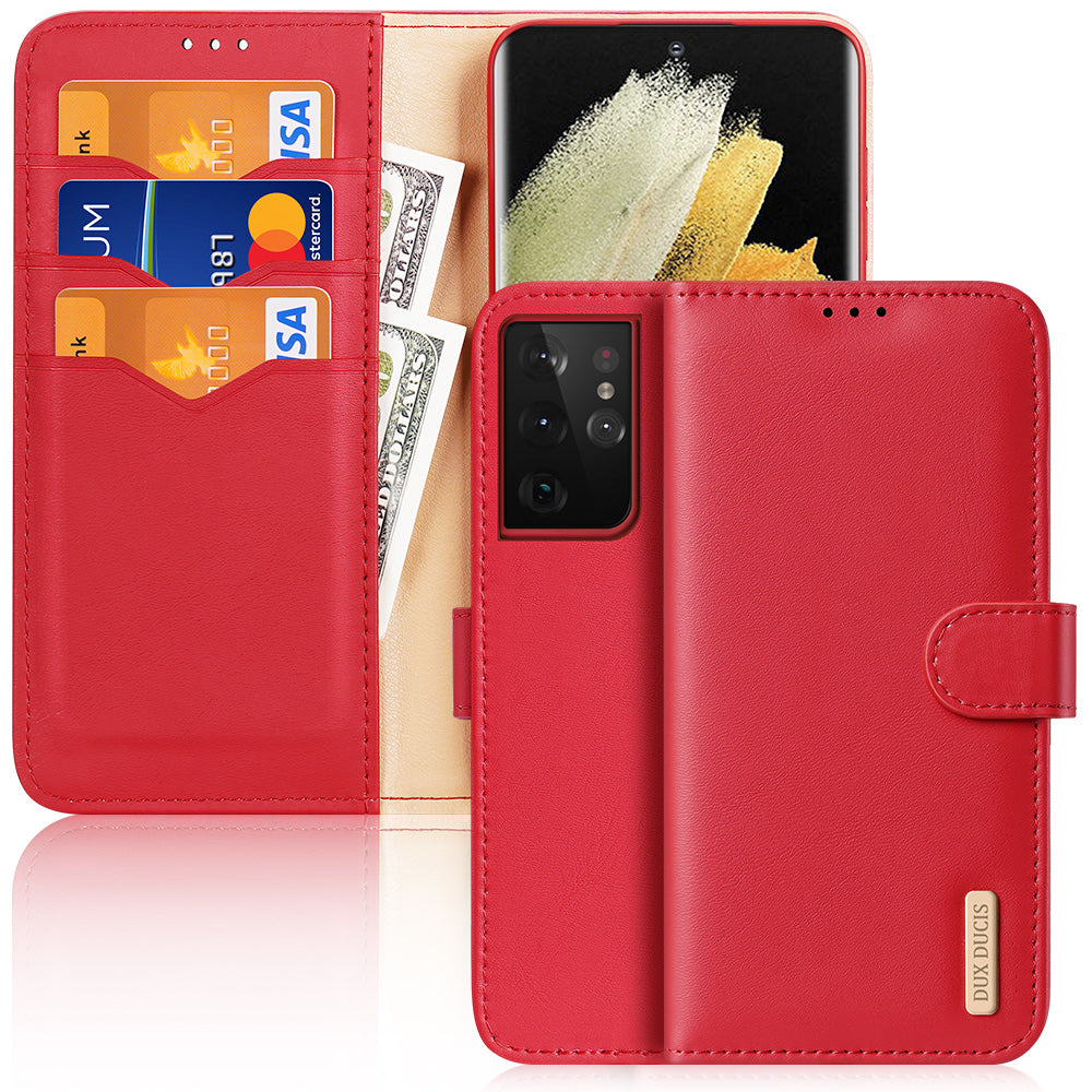 Hivo Magnetic Samsung Galaxy S21 Ultra Leather Case RFID Card Slots Magnetic Stand