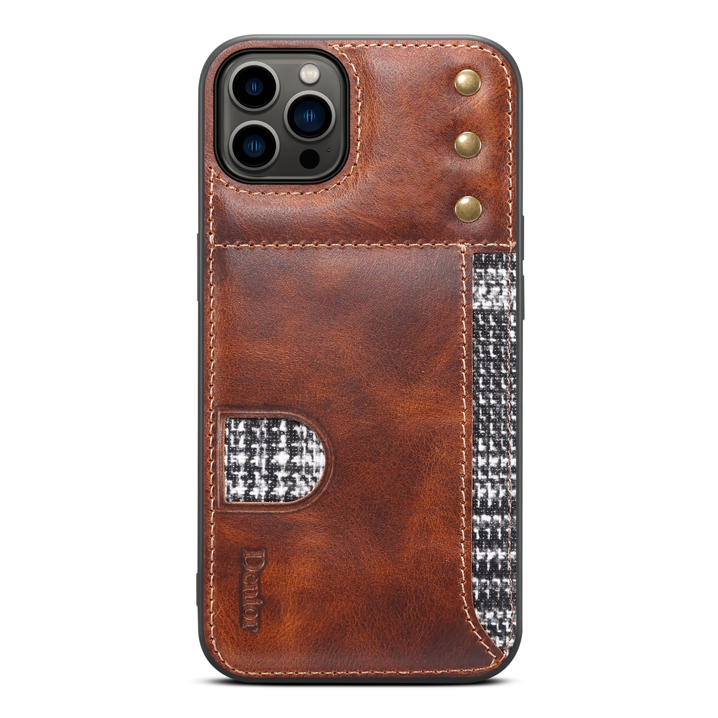 Waxed Cowhide Leather iPhone 12 Pro Willow Nail Cover Horizontal Card Slot