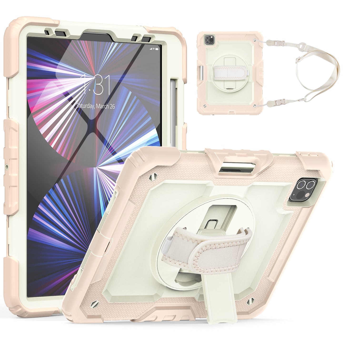 Tough Strap iPad Air 4 Shockproof Case Multi-functional Built-in Screen Protector