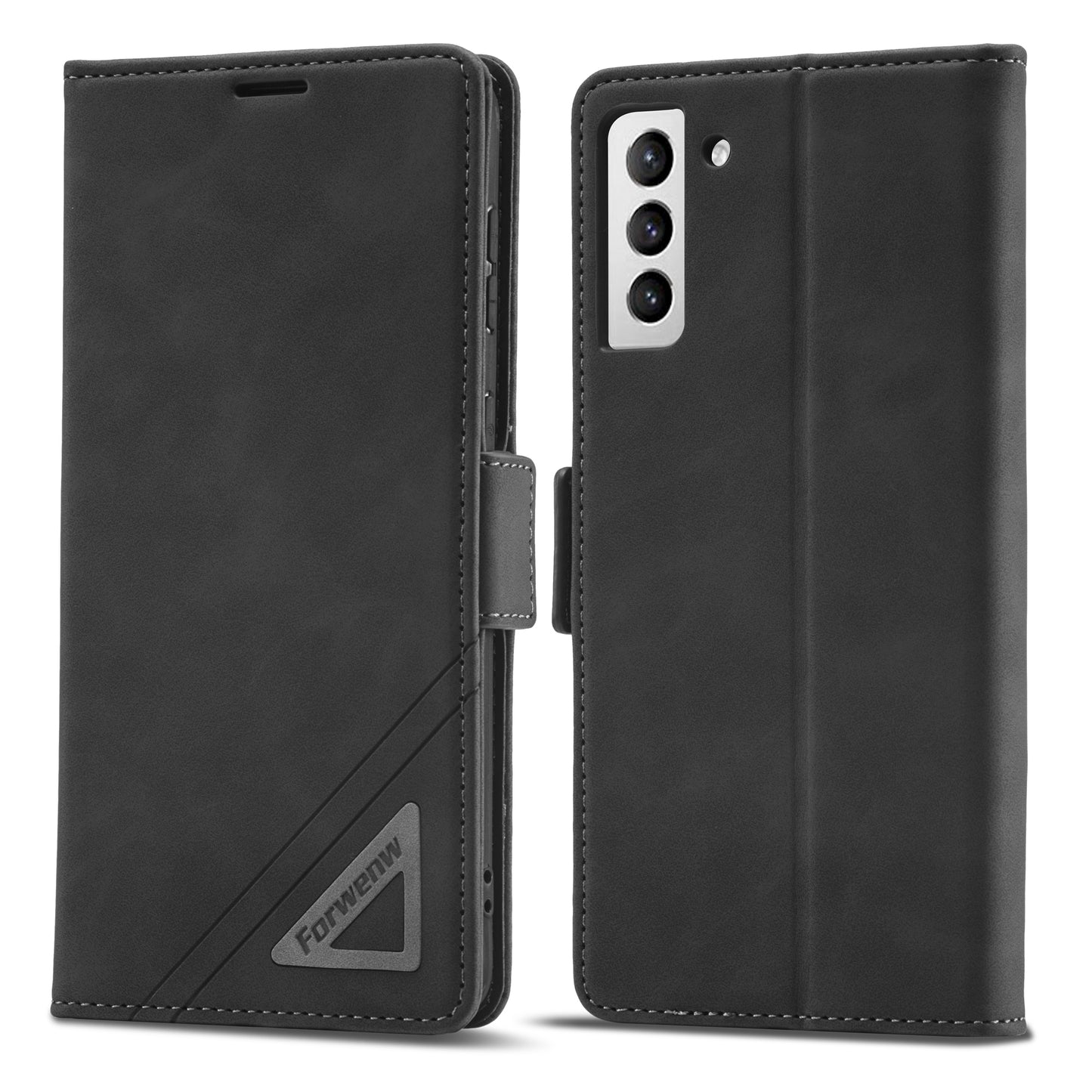 Tower Buckle Galaxy S23 Leather Case Frosted TPU Magnetic Wallet Stand