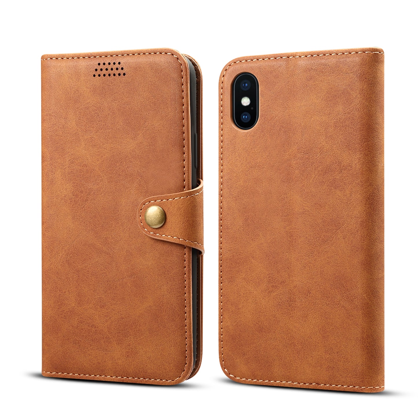 Photo Frame Wallet iPhone Xs Max Leather Case Retro Kickstand with Button