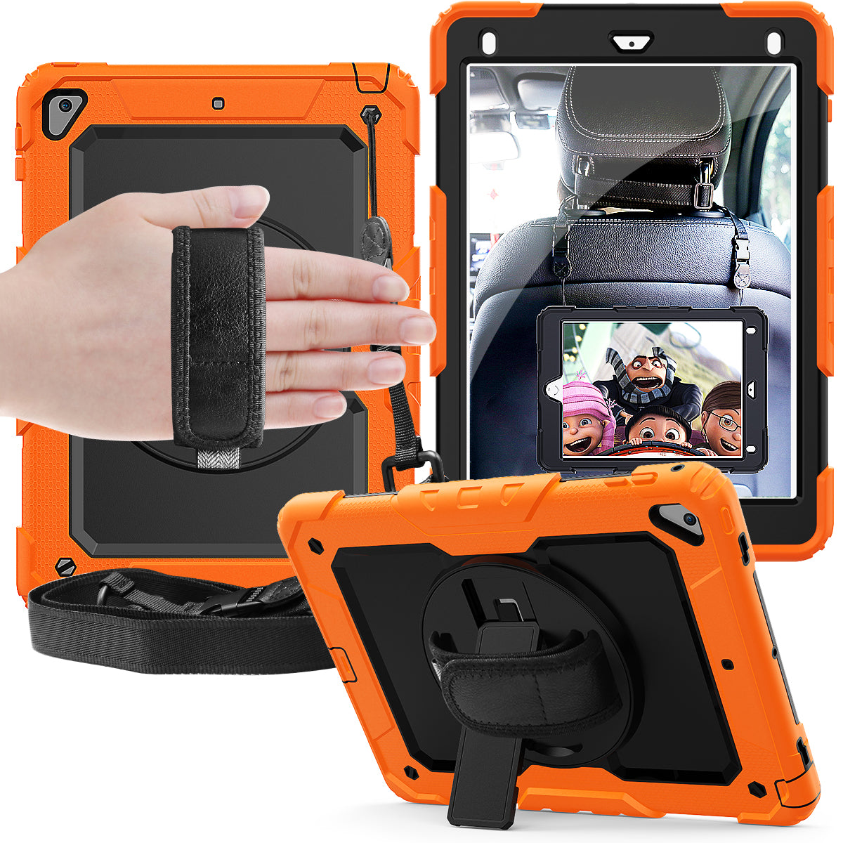 Tough Strap iPad Air 2 Shockproof Case Multi-functional Built-in Screen Protector