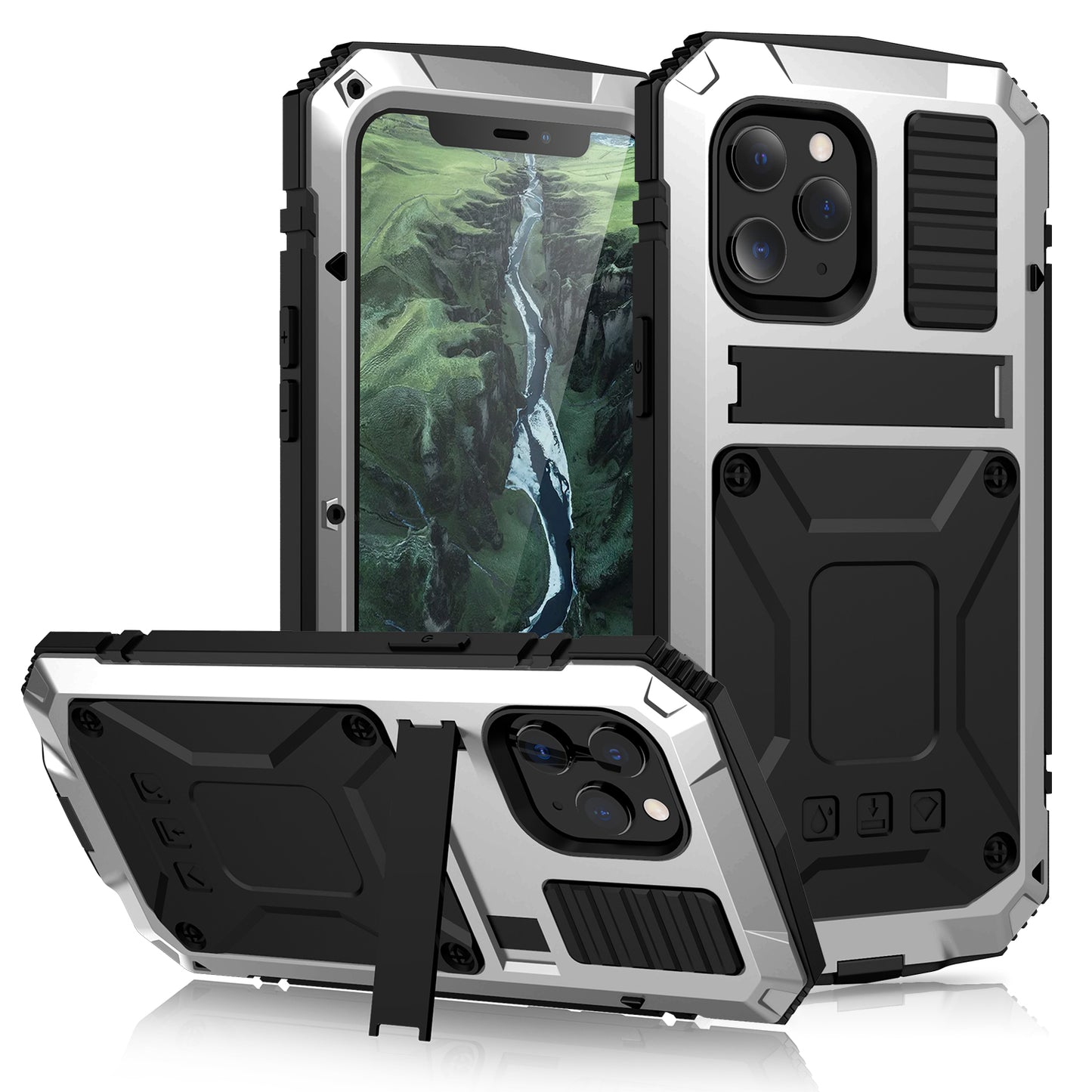 Metal Vajra iPhone 12 Case Shockproof Stand Strap Outdoor Sports Full Protection