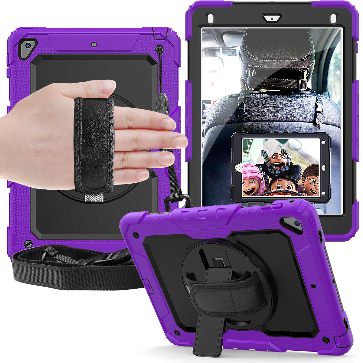 Tough Strap iPad Air 2 Shockproof Case Multi-functional Built-in Screen Protector