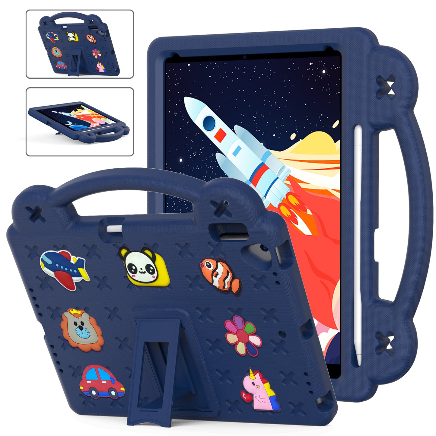 Berenstain Bear iPad 7 EVA Case Children's Cartoon Flat Kickstand DIY Hand Holder