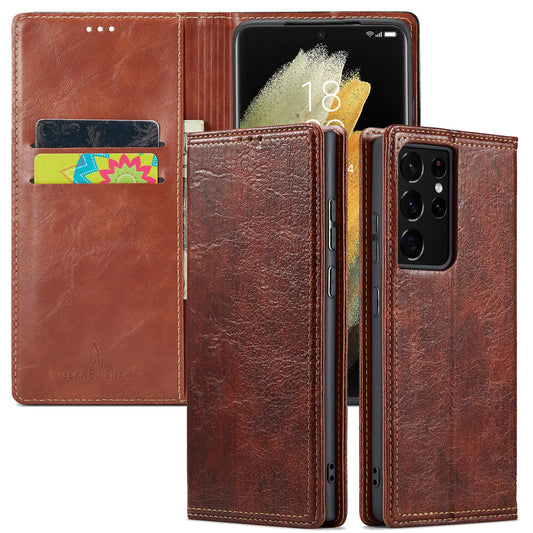 Artificial Tree Leather Galaxy S21 Case Retro Wallet Stand Deluxe