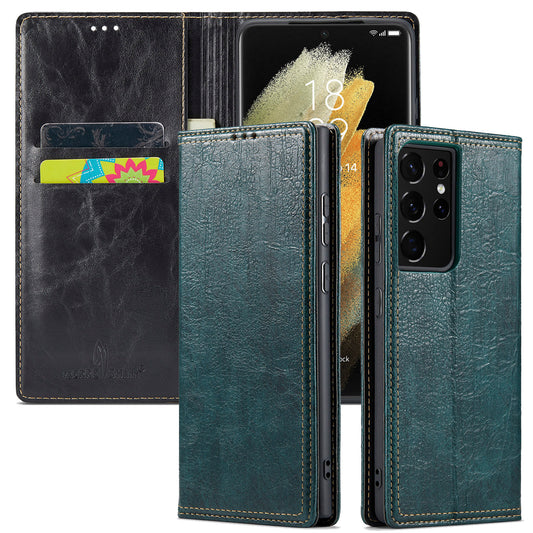 Artificial Tree Leather Galaxy S21+ Case Retro Wallet Stand Deluxe