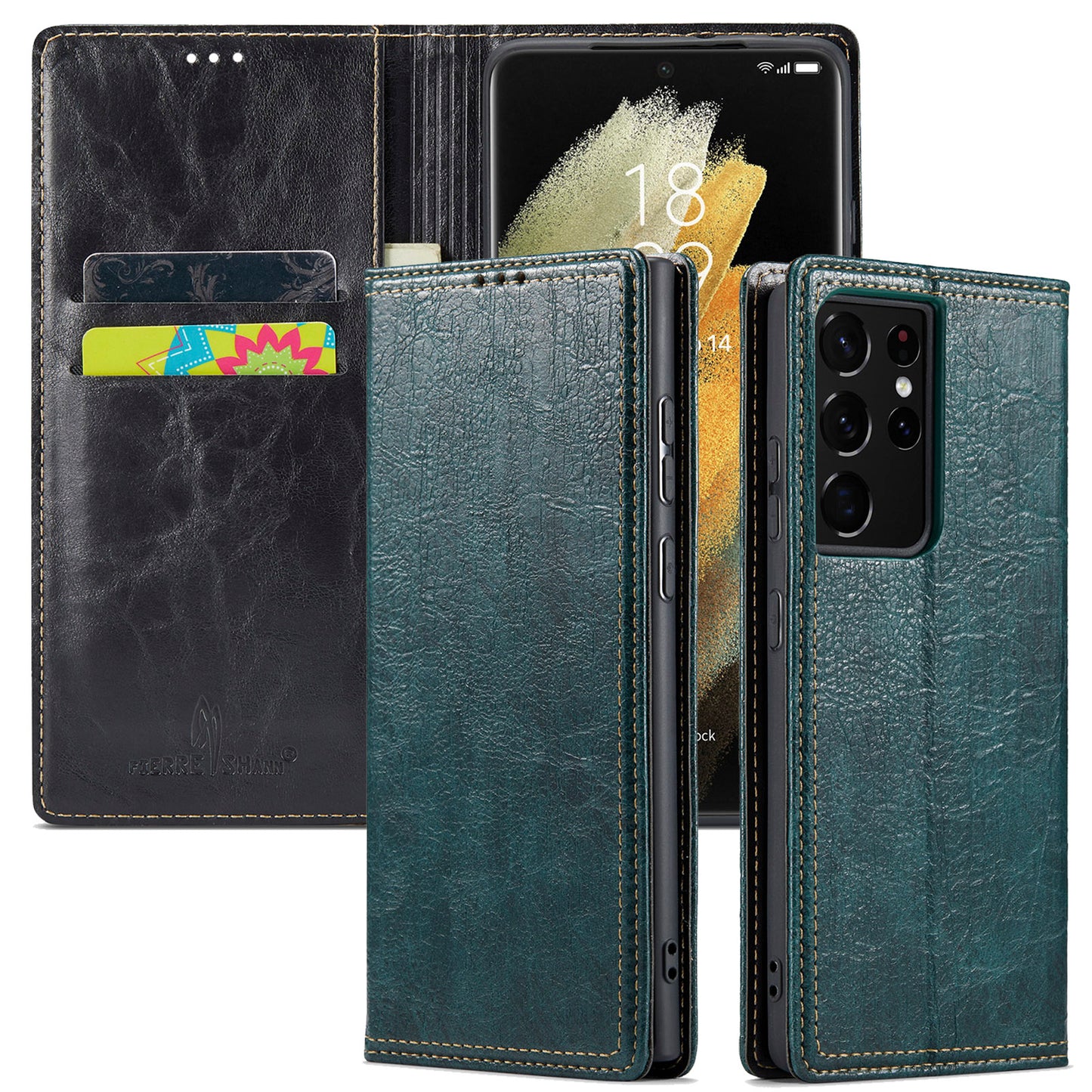 Artificial Tree Leather Galaxy S21 Ultra Case Retro Wallet Stand Deluxe