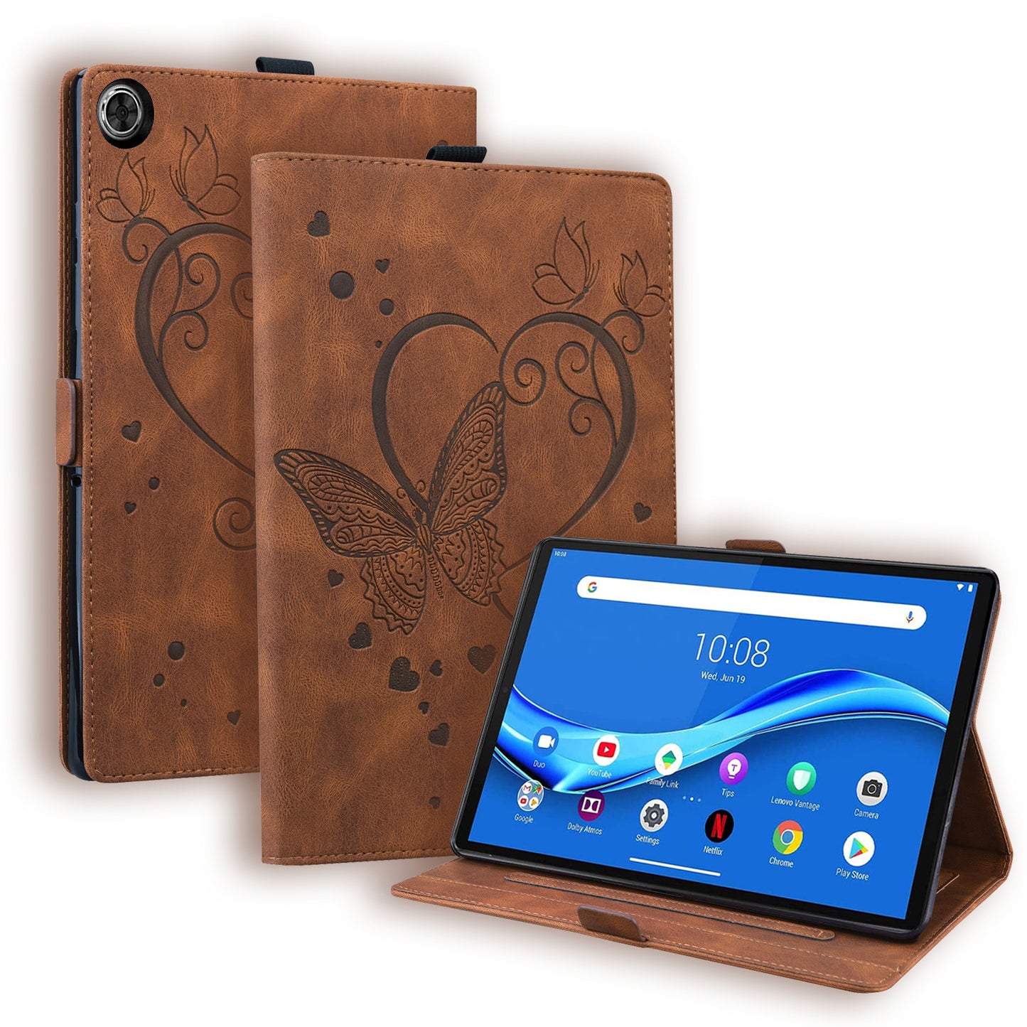 Love Butterfly Lenovo Tab M10 HD (2020) Grils Leather Case Embossing Wallet Flip Stand