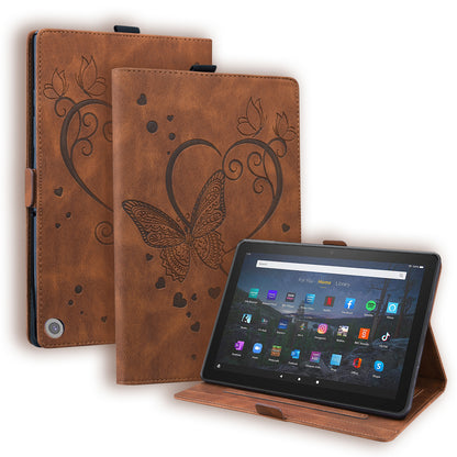 Love Butterfly Kindle Fire HD8 (2020) Grils Leather Case Embossing Wallet Flip Stand