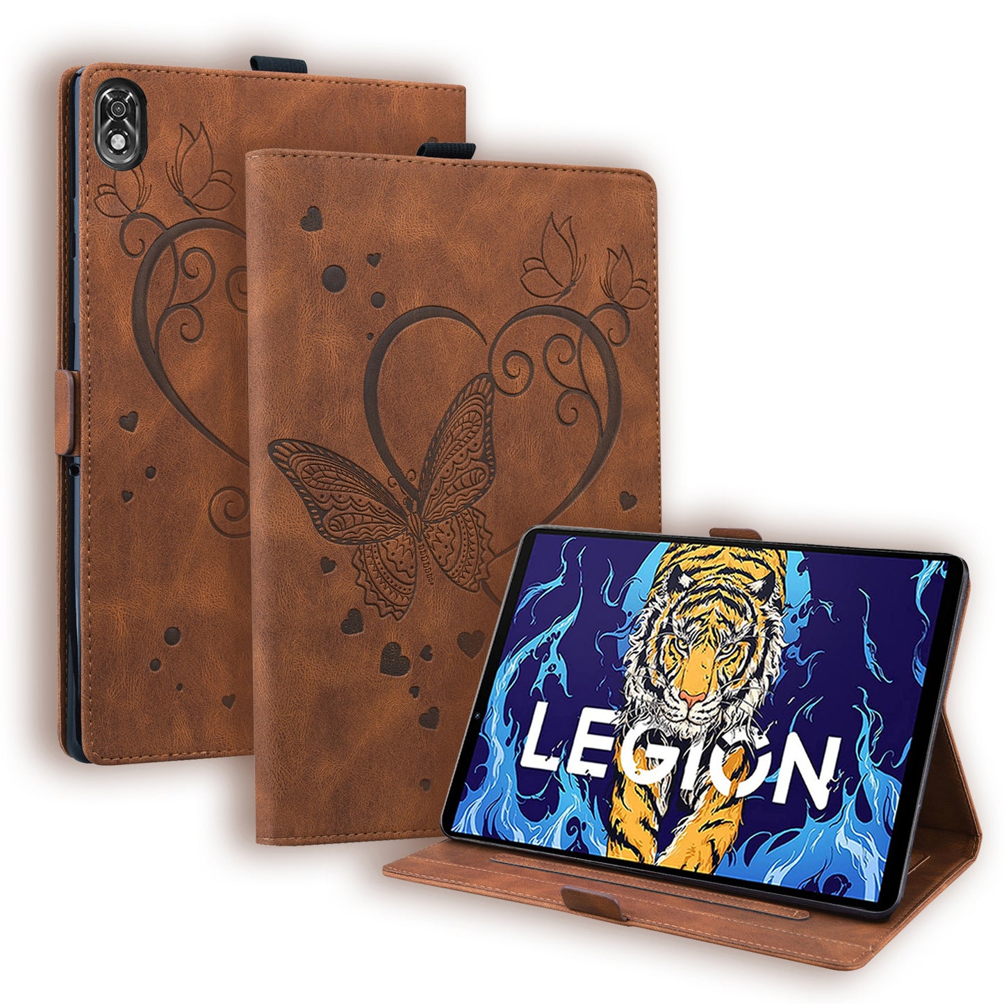 Love Butterfly Lenovo Legion Y700 (2022) Grils Leather Case Embossing Wallet Flip Stand