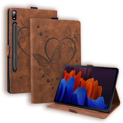 Love Butterfly Galaxy Tab S9 Grils Leather Case Embossing Wallet Flip Stand