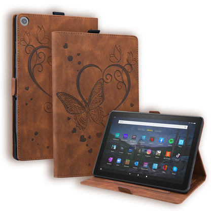 Love Butterfly Kindle Fire HD8 (2016) Grils Leather Case Embossing Wallet Flip Stand