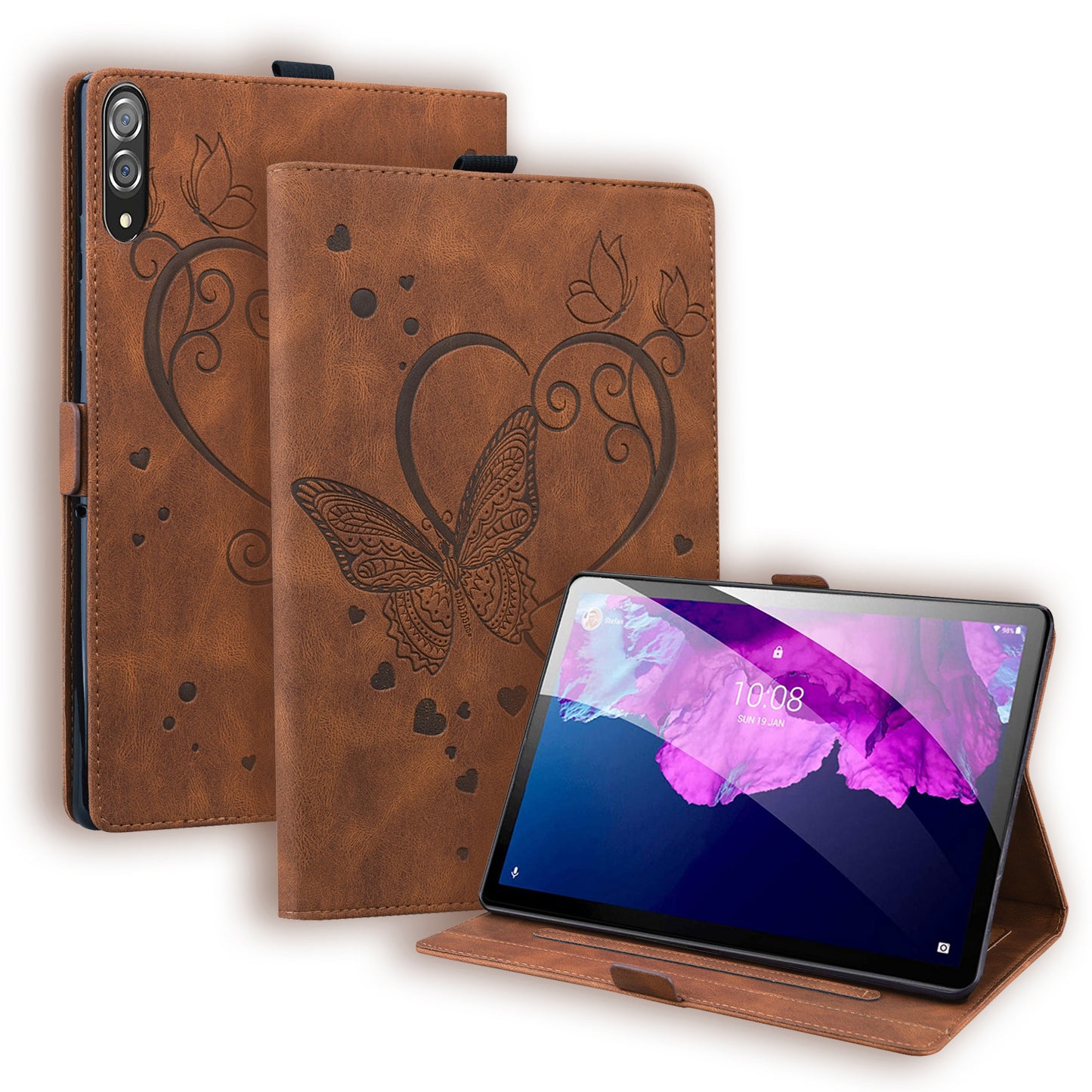 Love Butterfly Lenovo Tab P11 Pro (2021) Grils Leather Case Embossing Wallet Flip Stand