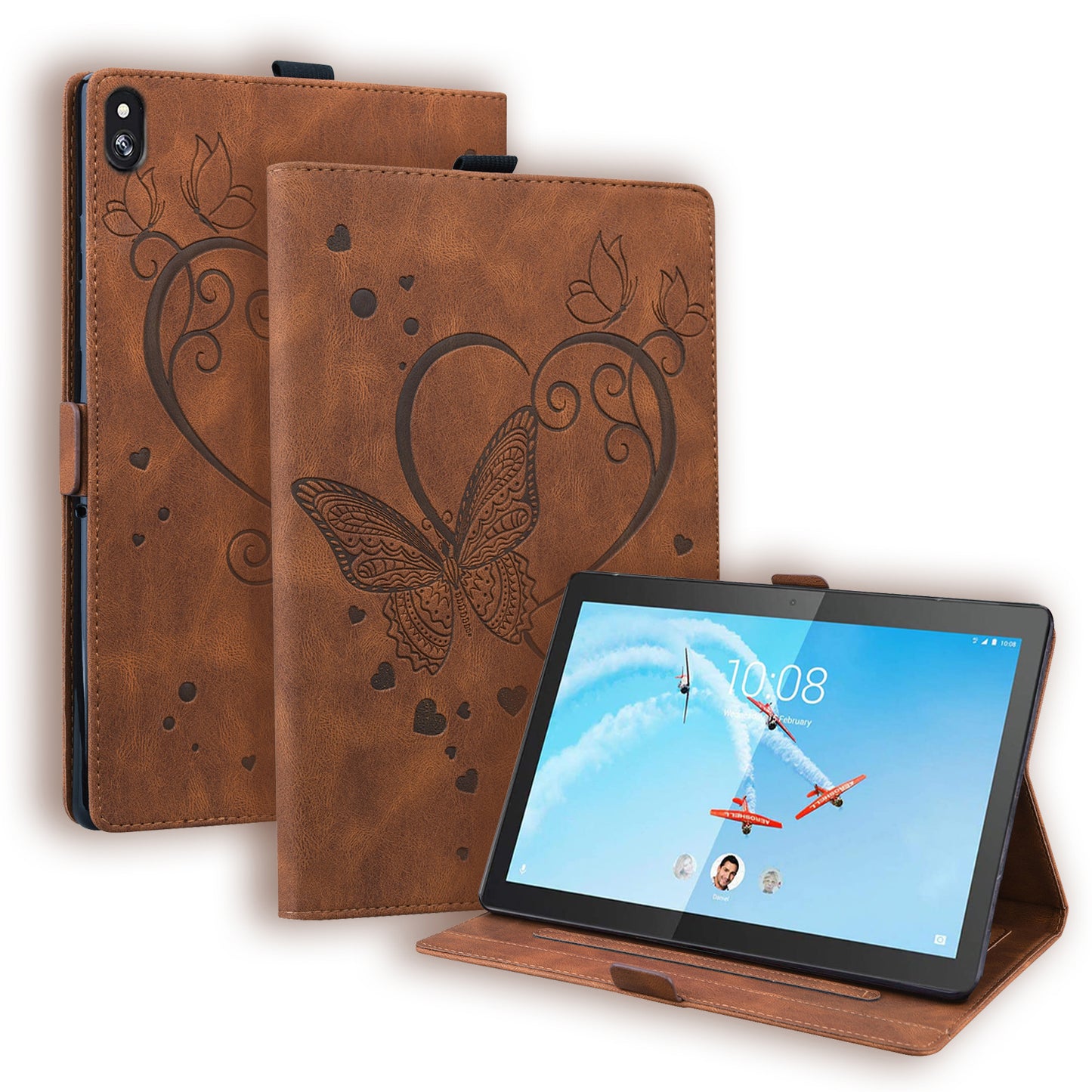 Love Butterfly Lenovo Tab M10 FHD REL (2019) Grils Leather Case Embossing