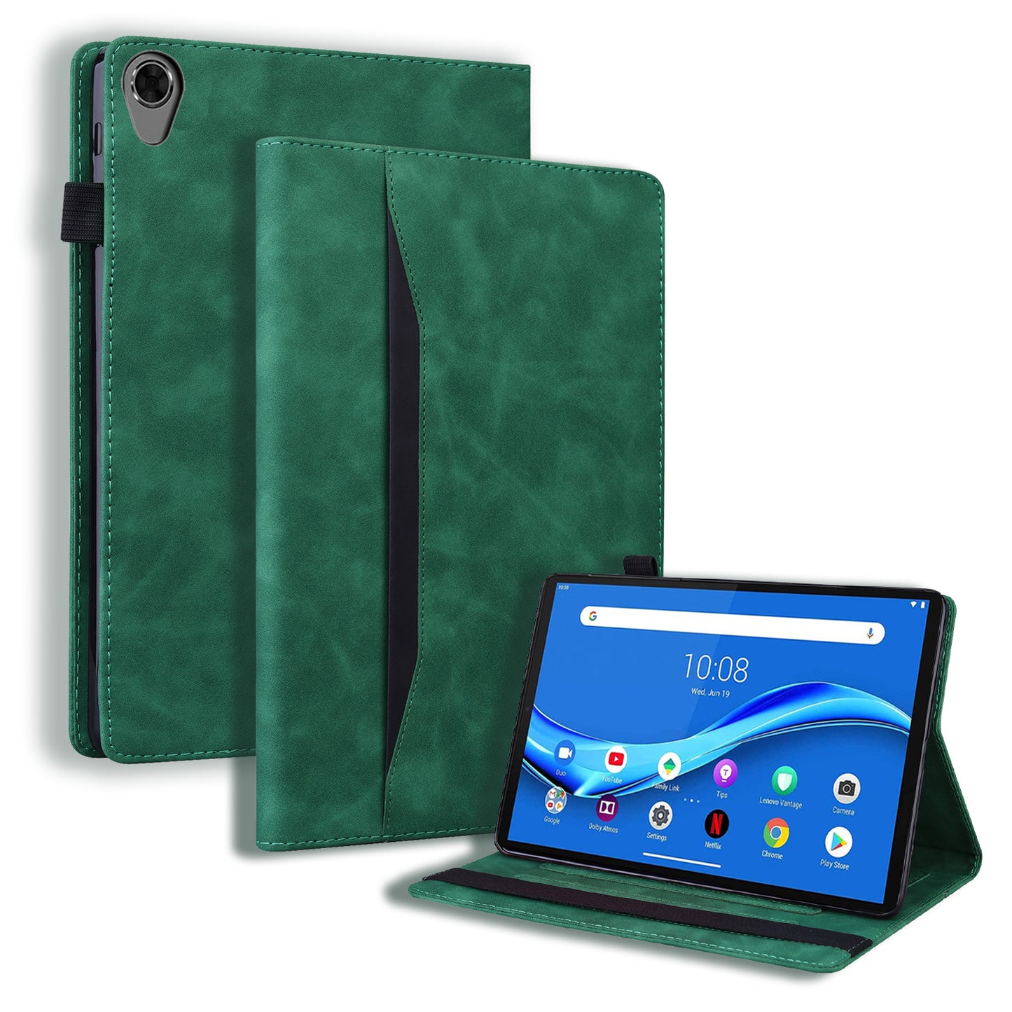 Business Stitching Lenovo Tab M8 HD (2019) Leather Case Retro Wallet Stand