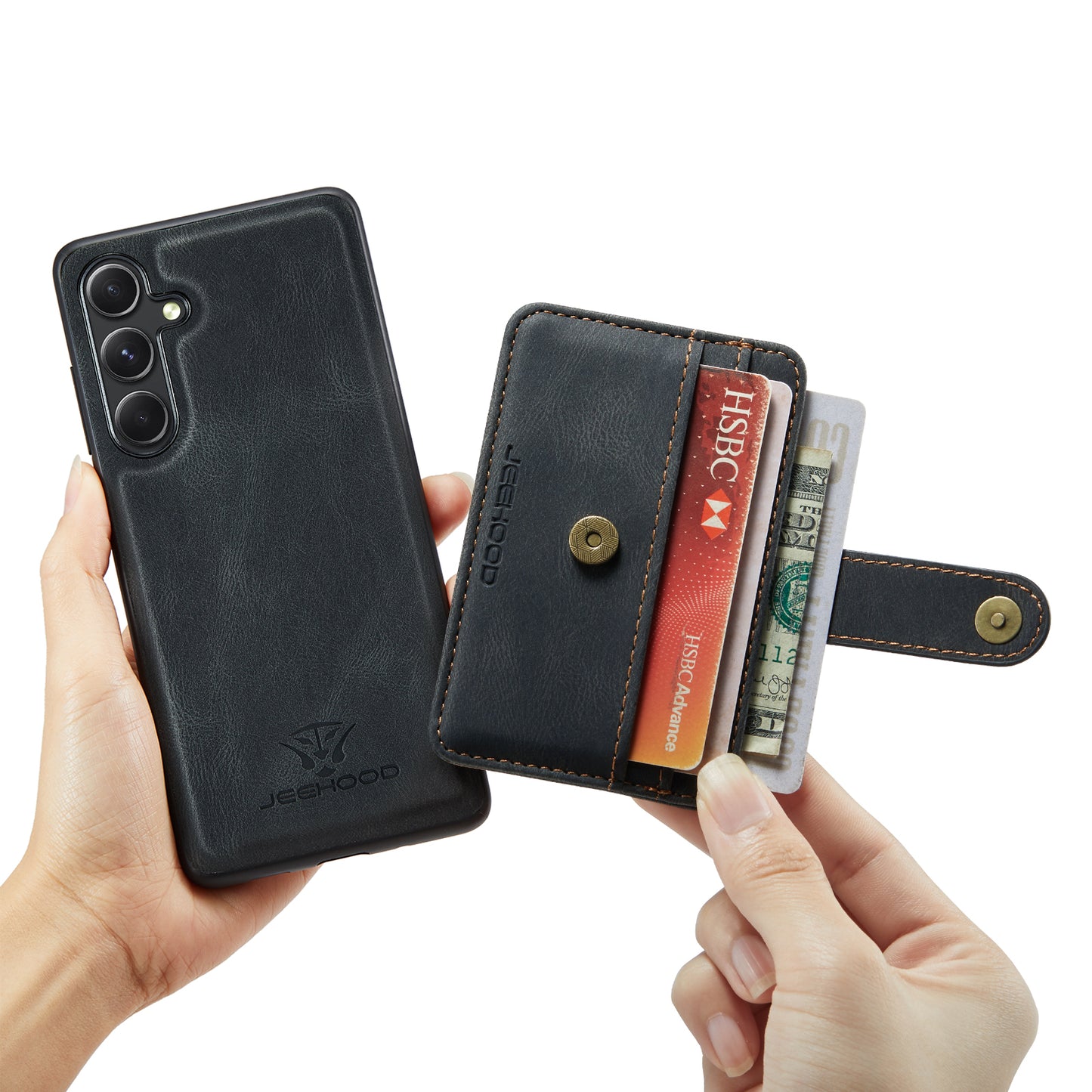 Magnetic Detachable Card Holder Galaxy S23 FE Leather Cover RFID Back Kickstand