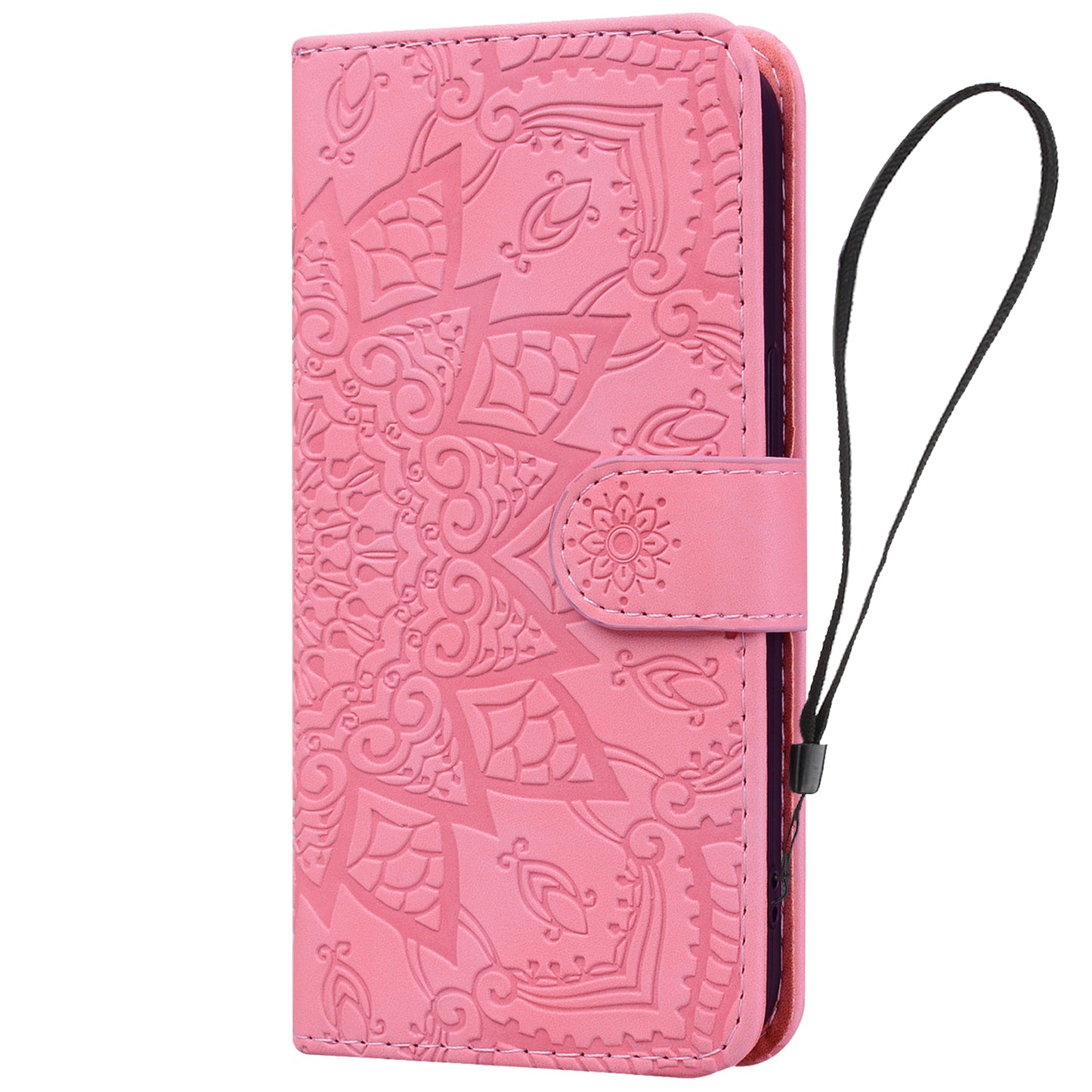 Double Hem Galaxy S23 Leather Case Embossing Sunflower Wallet Foldable Stand