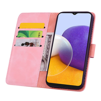 Double Hem Galaxy S23 Leather Case Embossing Sunflower Wallet Foldable Stand