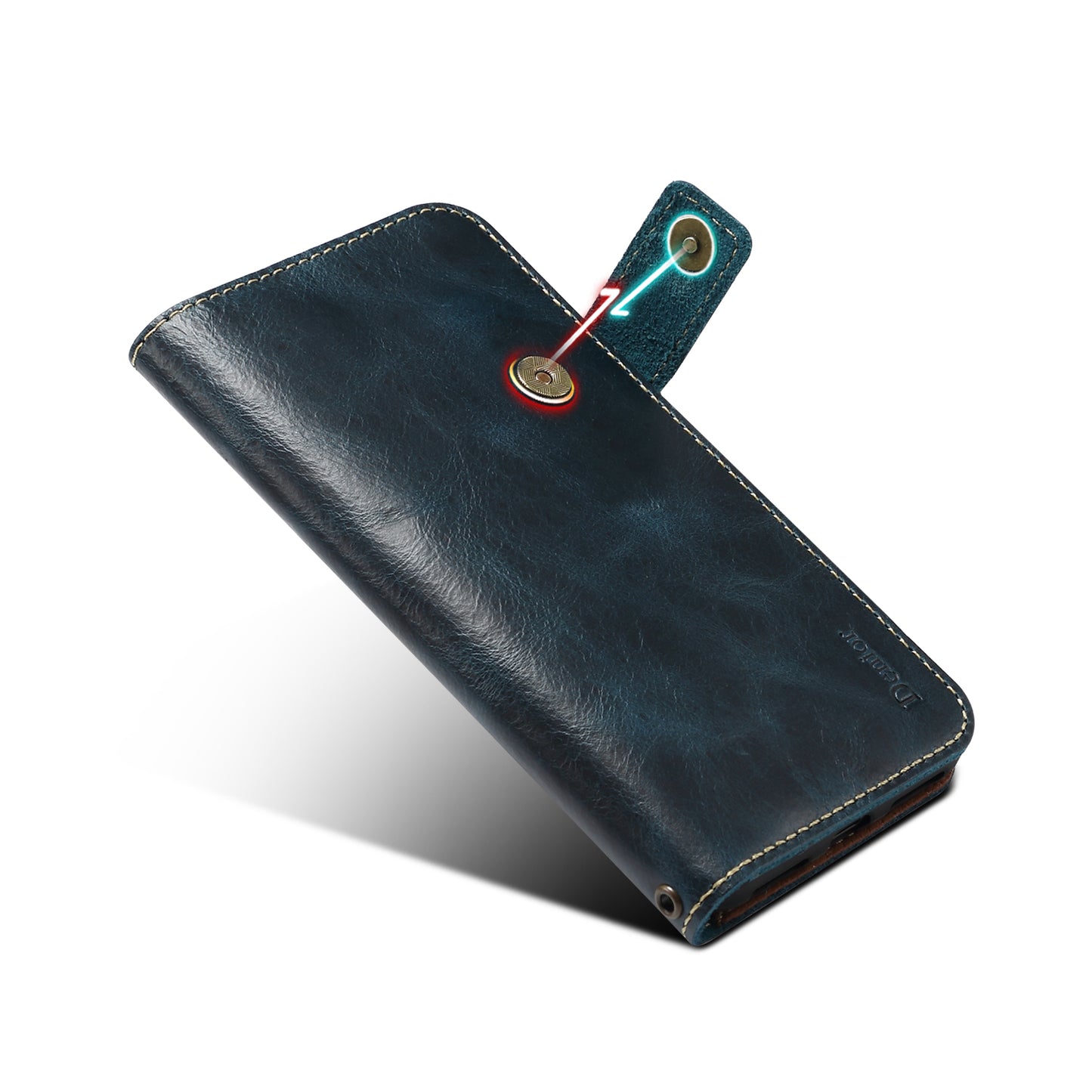 Waxed Cowhide Leather iPhone XR Magnetic Buckle Case Wallet Stand